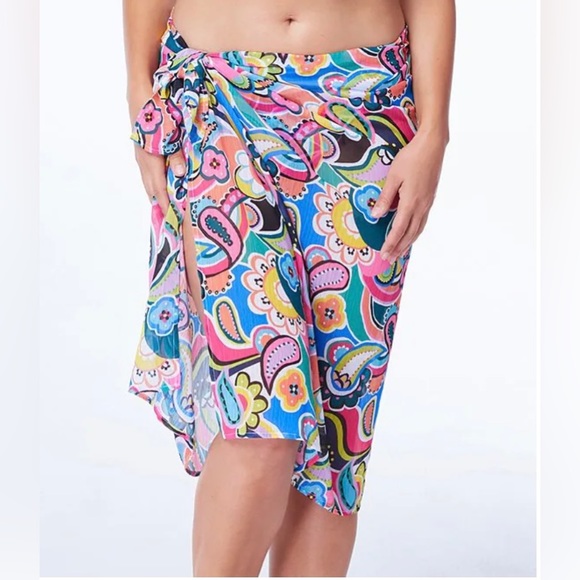 Bleu Rod Floral Print Beattie Swim Cover Up Sarong - Picture 1 of 4